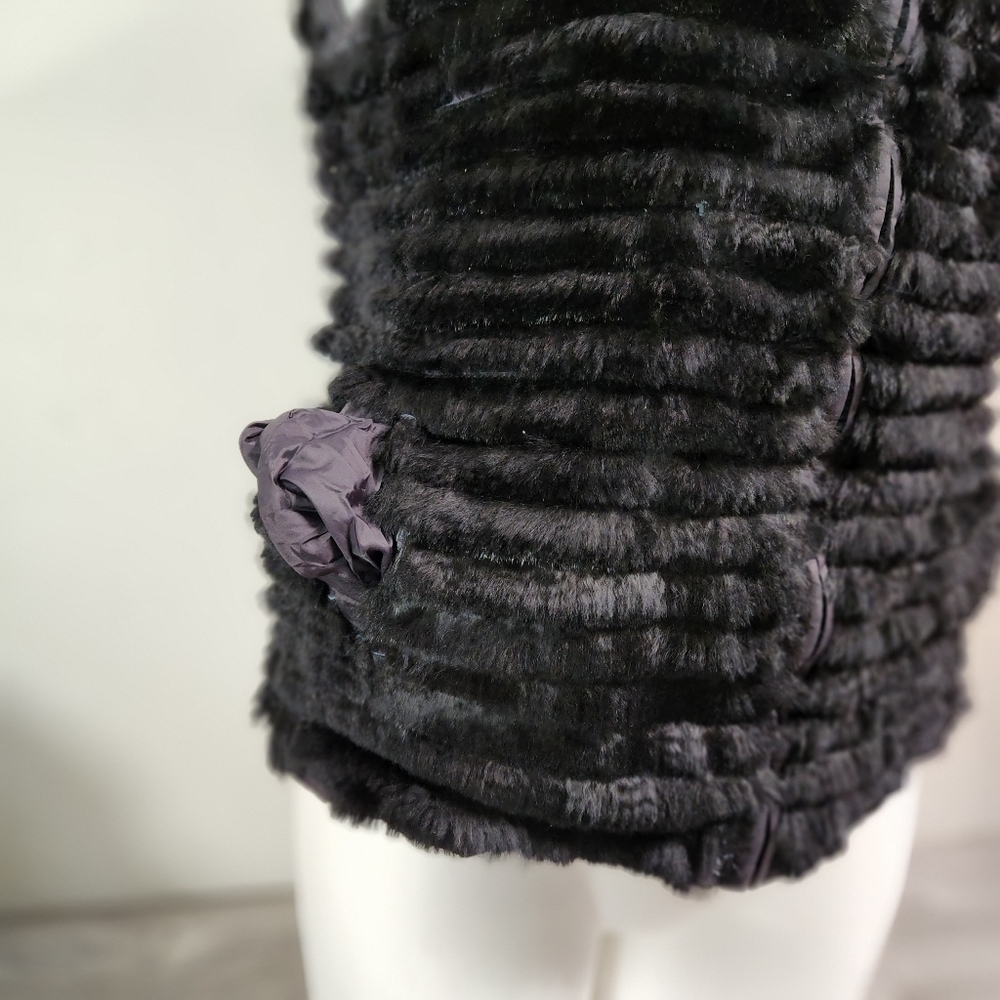 Athabasca Black Black Vest S Reversible Rabbit Fur Full Zip Down Feather Soft - Picture 9 of 14